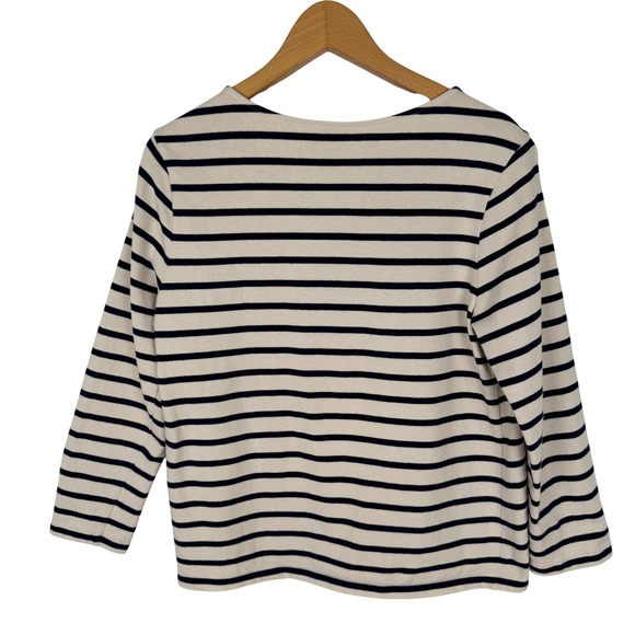Sezane Colette Mariniere Top Womens M Ecru Navy Striped Shirt Nautical Preppy - Picture 7 of 7